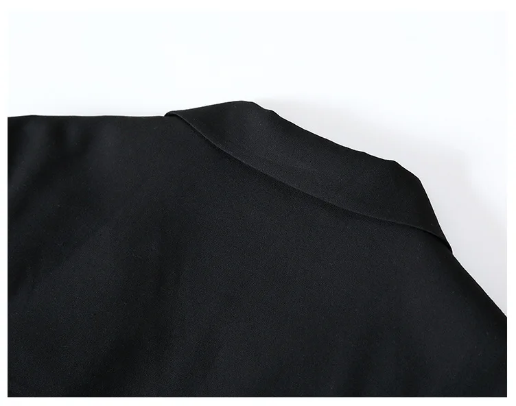 Осень 2019 классический двубортный черный Женский блейзер Офисная Женская повседневная одежда сплошные блейзеры Длинные куртки-блейзеры