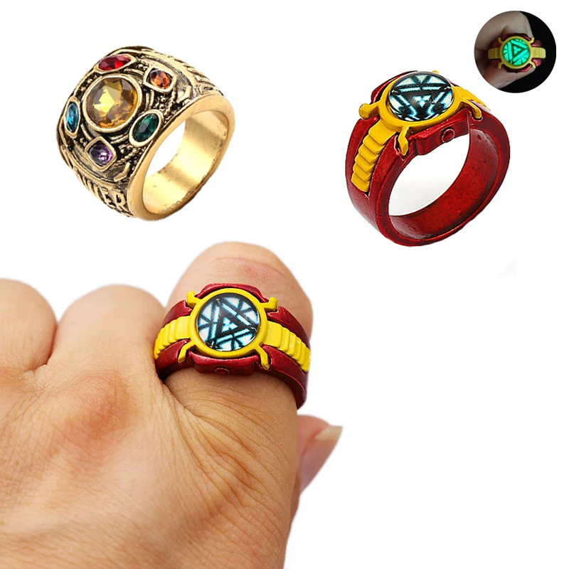 

Marvel Avengers 4 Thanos Rings Iron Man Rings with Luminous Lighting Night Glows Men Women Movie Jewelry