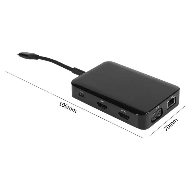 9 в 1 usb type-C хаб-конвертер USB HDMI PD VGA RJ45 3,5 мм адаптер карты памяти Plug and Play без установки драйвера