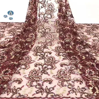 

Christmas dress, popular luxury Nigerian African wedding pink sequins lace French embroidery chiffon fabrics heavy lace fabric