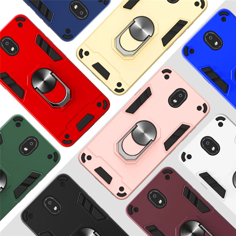 

Luxury Armor Shockproof Case For LG G8X V50S K50 K40 K30 2019 Car Holder Ring Case Cover