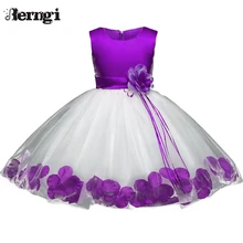 Berngi/платье с цветочным узором для девочек платье принцессы с лепестками роз для свадебной вечеринки для маленьких детей, первая юбка-пачка для причастия, одежда