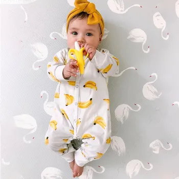 

2020 Newborn Banana Long Sleeve Button Newborn Baby Girl Clothes Infant Girl 2t Girls Clothes Pijamas Onesie Baby Toddler Twins