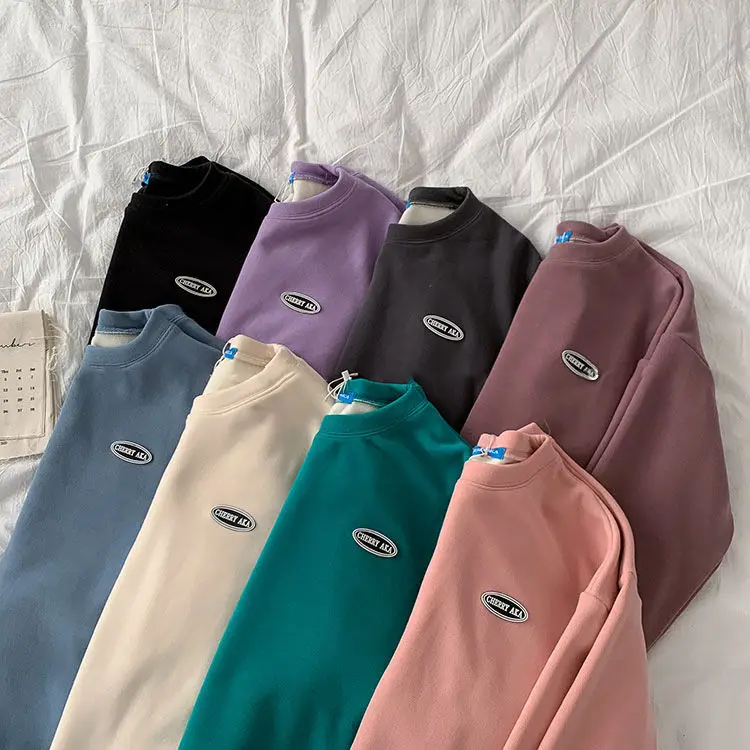 Sudadera con capucha para hombre y mujer, camisa de manga larga con bordado grueso de terciopelo, sudadera de gran tamaño, novedad de 2020