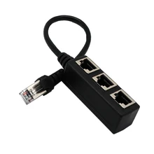 1 pces rj45 lan conector ethernet adaptador de divisor de rede 1 macho a 3 cabo adaptador fêmea para acessórios de extensão de rede
