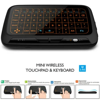 

Wireless Touchpad Keyboard H18 Mini Wireless 2.4GHz Keyboard Air Mouse Large Full Screen Touchpad Backlight