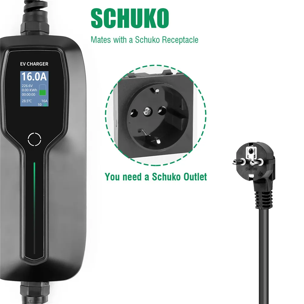 10/16A EV зарядное устройство тип 1 SAE J1772 портативный EVSE зарядный кабель коробка для
