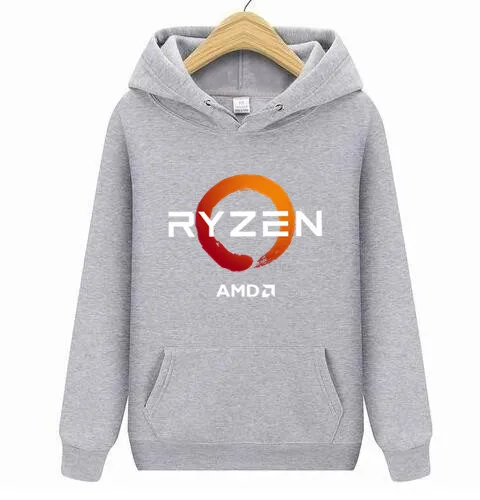 PC CP cpu Uprocessor AMD RYZEN толстовки мужские/wo мужские новые 3D/Полиэстеровые толстовки с капюшоном толстовки Весна Осень мужские/женские велосипедные толстовки - Цвет: Серый