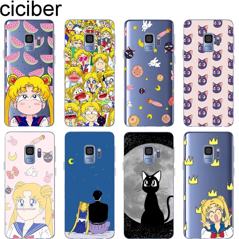 Ciciber Sailor Moon чехлы для телефонов Samsung S9 S10 S8 S7 S6 S5 Edge + S10e Plus из мягкого ТПУ Galaxy Note 9 8 5 4