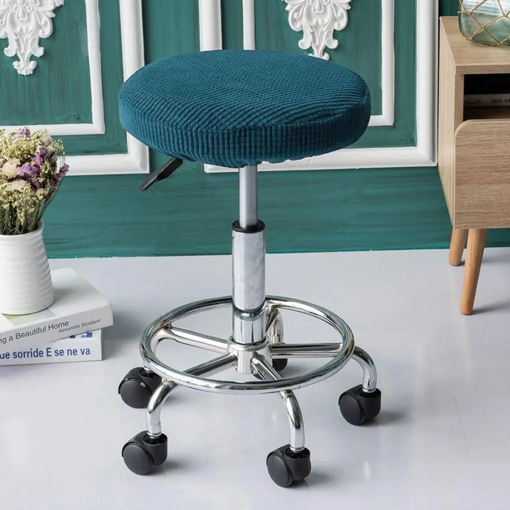 Slip Resistant Round Bar Stool Cover Chair Seat Cushion, Stretchable Fits For 30-38cm / 12-15 Inch Stools