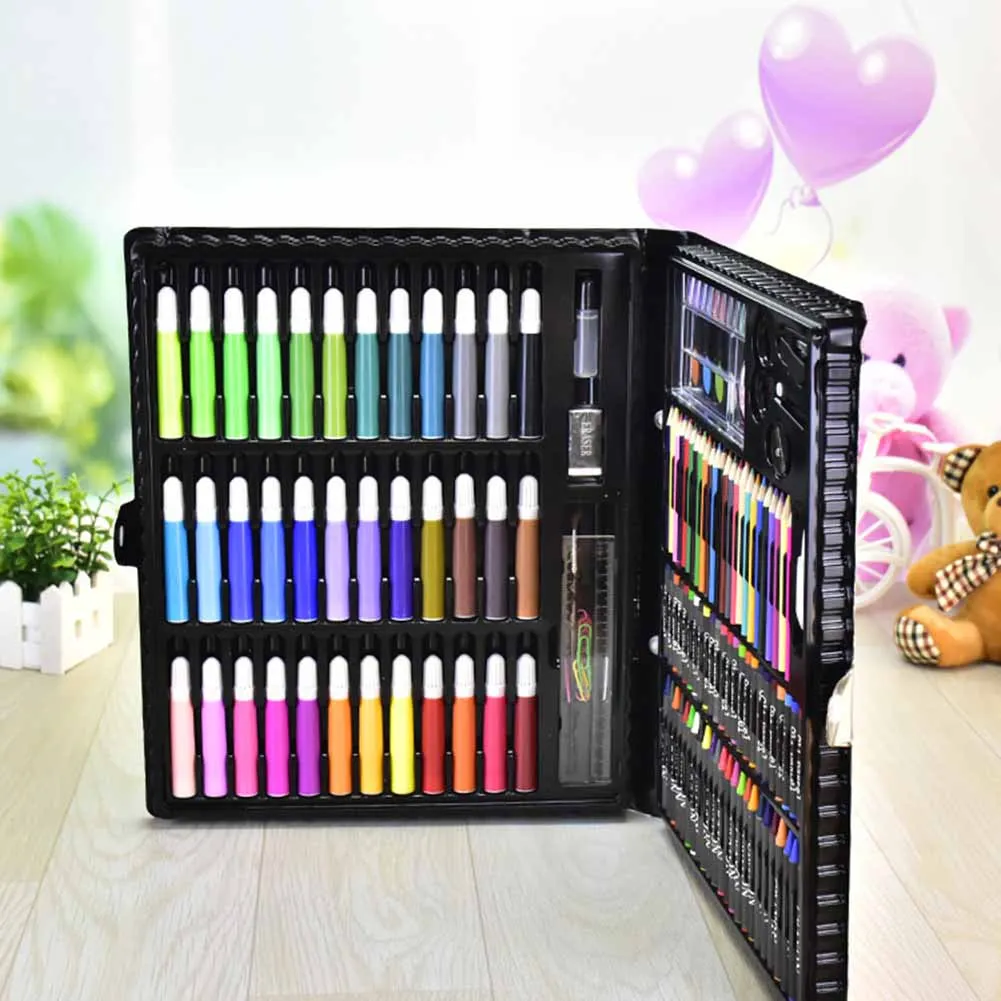 150 Pcs/Set Drawing Tool Kit with Box Painting Brush Art Marker Water Color Pen Crayon Kids Gift SAL99 | Дом и сад