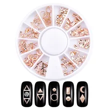 Маникюр новые продукты Аксессуары Инструмент ногтей кристалл гальванические заклепки металлические украшения Розовое золото полый из заклепок в коробке