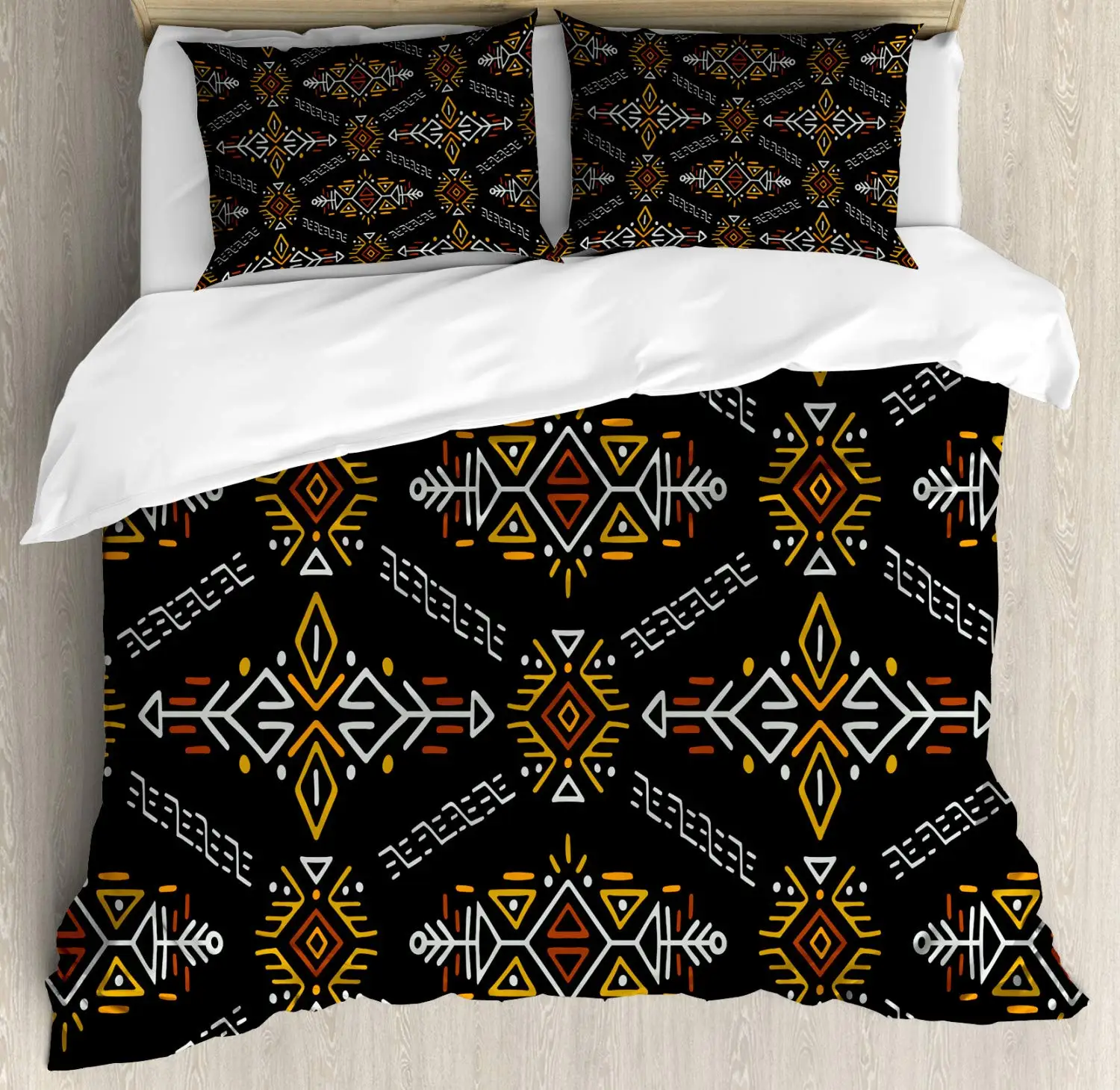 Arrow Duvet Cover Set Native Inspired Indigenous Pattern Geometric 3 Piece Bedding Set Charcoal Grey Dark Yellow Pale Mint Green Duvet Cover Aliexpress