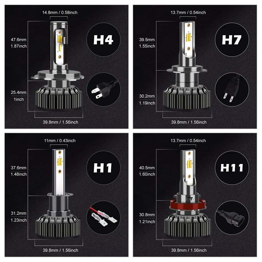 2x H4 Мини светодиодный H1 H11 9005/HB3 H7 фары из компактной стали 3000K вспышка лампы 4300 К 6500 9006/HB4 9004 9007 H13 72W фары для автомобилей авто подол короче спереди и длиннее сзади) огни