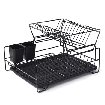 

Dish Rack and Drainboard Set, Dish Drying Rack for Kitchen Counter,2 Tier Dish Rack Large Capacity Designed