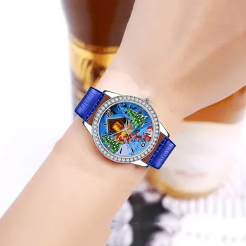 

Simple Watches For Women Without Digital Christmas Printed Sleek Dial Alloy Watch Personality Christmas Gift Ladies Watch Reloj