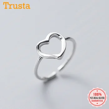 

Trustdavis Authentic 925 Sterling Silver Fashion Romantic Hollow Heart Opening Ring For Women Wedding Party S925 Jewelry DA1155