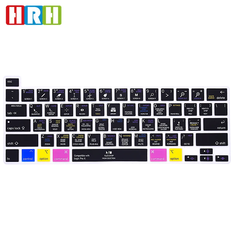 

HRH Logic Pro X Shortcut Hotkey Functional Silicone Keyboard Cover Skin For MacBook Newest Pro16 inch A2141 pro 13 A2289 A2251