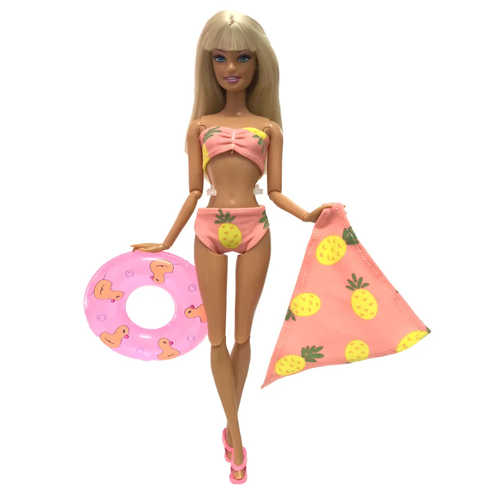 NK купальники для кукол пляжная одежда для купания купальник+ тапочки+ плавательный буй спасательный пояс кольцо для куклы Барби лучший подарок для девочек 062D 9X DZ