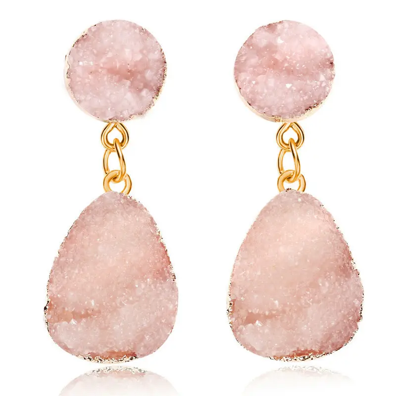 

Watedrop Pink Dangle Earings For Women Female Big Resin Stone Drop Earring Mujer Wedding Jewelry Party