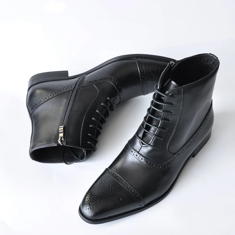 Рабочая обувь; зимние ботинки для мужчин; большое плюшевое теплое зимнее обувь; мужские коричневые винтажные мужские ботинки; безопасная обувь; tyh7 - Цвет: Черный