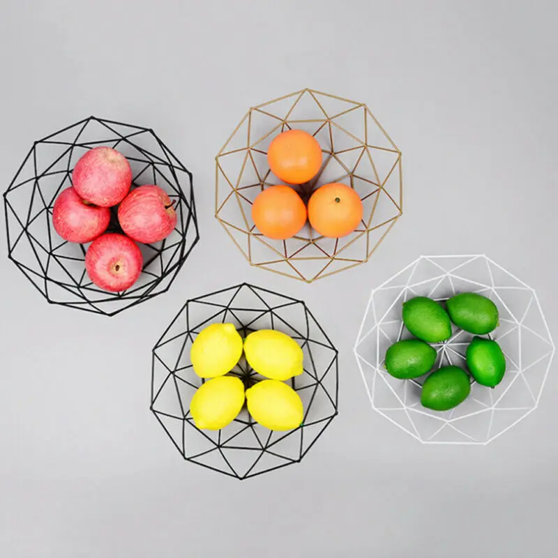 

Hollow Fruit Basket Iron Snack Fruit Storage Tray Desktop Decor Living Room Organizer Portable Storage Baskets