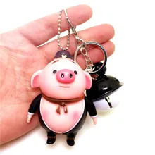 Мультфильм ключ кнопка Wukong свинья креативный колокольчик Кожа Веревка сумка кулон Мода Кукла кулон подарок