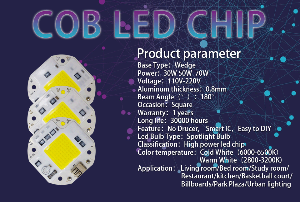 Description Picture 2 of itemNo welding LED COB CHIP 20W 30W 50W AC110V 220V Full Spectrum Plant growth cold white warm white light emitting diode LED matrix