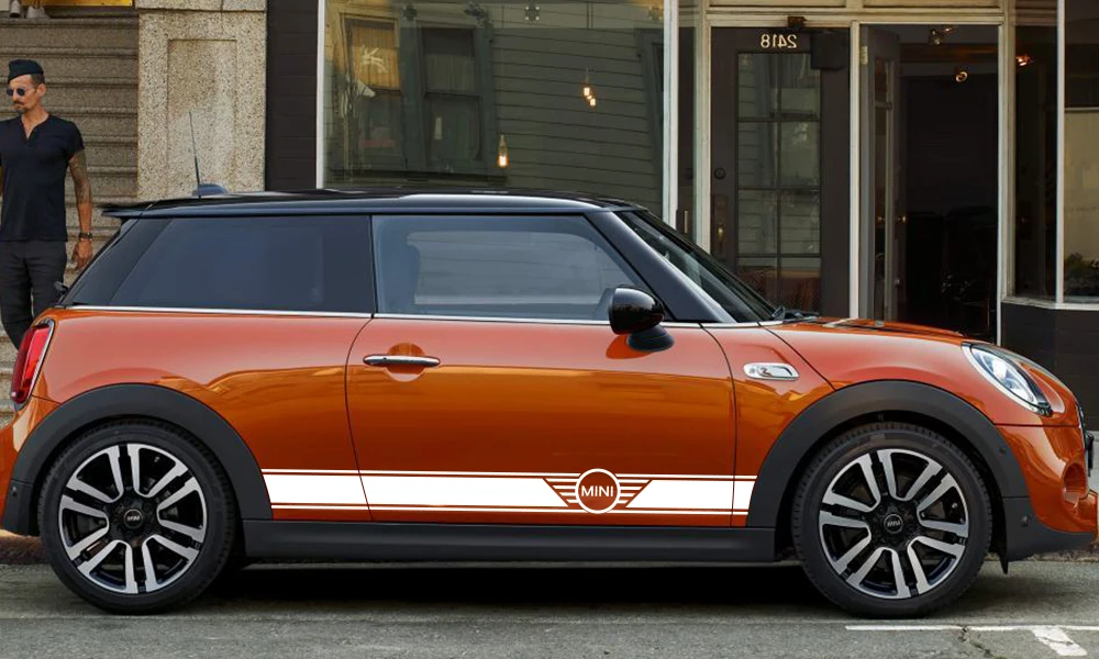 2 шт. автомобиль длинной стороне Стикеры для Mini Cooper R56 R57 R58 R50 R52 R53 R59 R61 Countryman R60 F60 F55 F56 F54 тюнинг автомобильные аксессуары