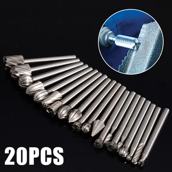 

20pcs 3mm Solid Carbide Rotary Files Burrs for Rotary Tool Drill Die Grinder Carving Milling Cutter Engraving Bits