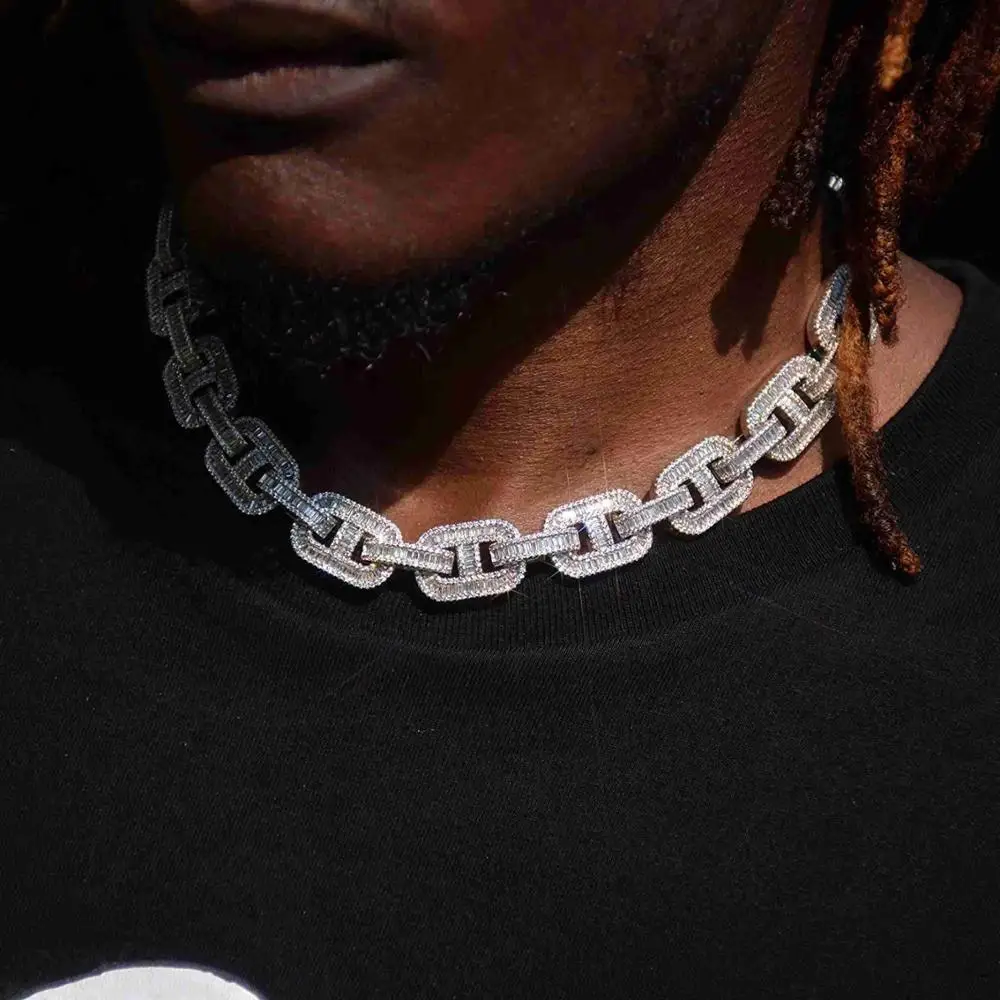 15.5mm Baguette cuban link chain 5A 