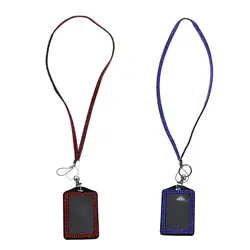 2 шт Стразы Bling Crystal заказной ремешок вертикальный держатель ID бейджа (красный и темно-синий)