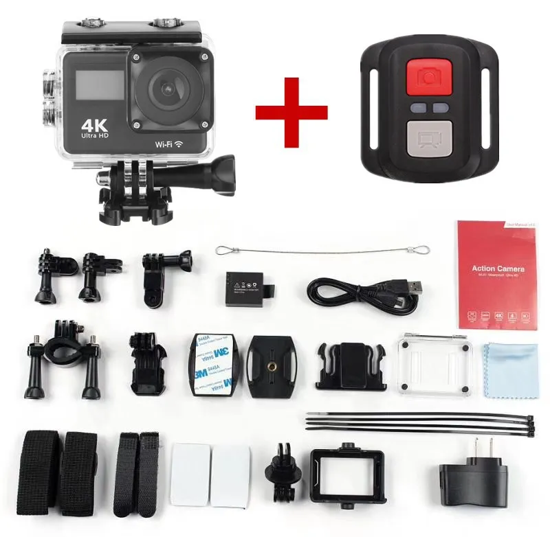 Generic Caméra d'action 4K WiFi Ultra HD DV 16MP 170° + Kit d'accessoires à  prix pas cher