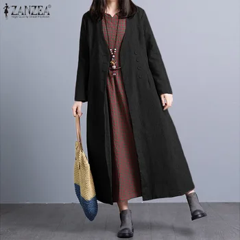 

Oversized Autumn Coats ZANZEA Women's Long Jackets Tops 2020 New Fashion Long Sleeve Outwear Chaqueta Mujer Solid Loose Casaco