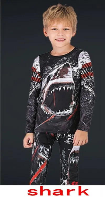 Коллекция года, модный костюм с длинными рукавами с объемным рисунком животных для мальчиков, брюки детский спортивный костюм с принтом акулы, силовой сервис, панда - Цвет: Suit 5