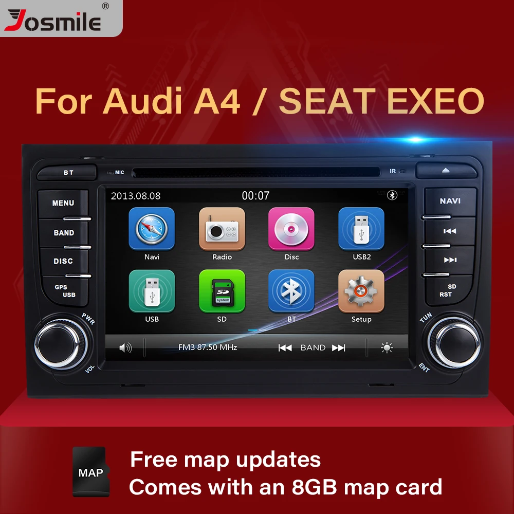 2 din DVD мультимедийный плеер для Audi A4 B6 B7 S4 RS4 SEAT Exeo 2002-2008 RadioGPS Навигация стерео аудио
