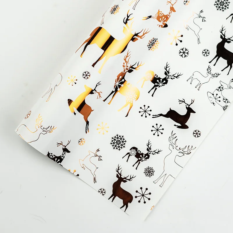 Orange Deer Горячее тиснение подарочная бумага упаковка Рождество высокого класса праздничное украшение для подарка бумага Свадебная Оберточная Бумага 53*75 см 1 шт - Цвет: Orange Deer