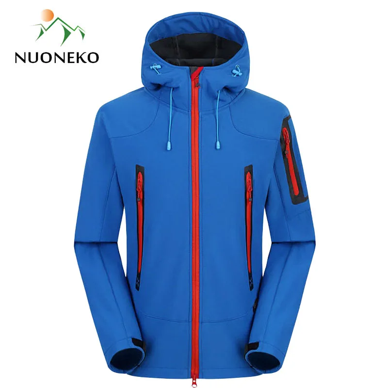 NUONEKO Softshell Jacket Mens Windproof Jackets Male Soft Shell Windbreaker Skiing Hiking Trekking Thick Fleece Warm Coats JM05 hiking jackets softshell jackets