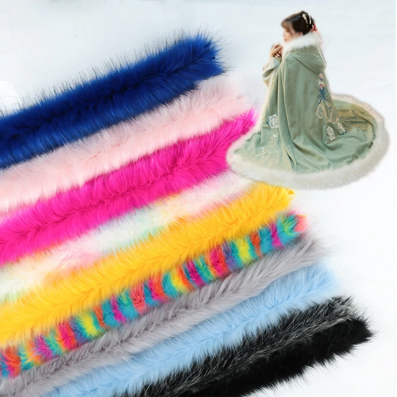 Fur Fabric 1m Artificial Fox Fur Ribbon Tapes DIY Sewing Faux Fox Fur Furry Fluffy Trim Trimming Fabric Sweater Coat Hood Garment Crafts