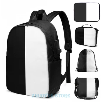 

Funny Graphic print Split Black White (Monokuma) USB Charge Backpack men School bags Women bag Travel laptop bag