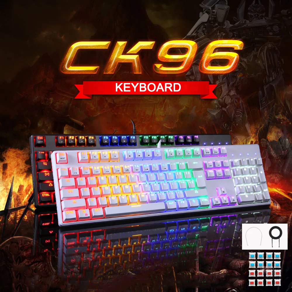 

USB Wired Gaming Mechanical Keyboard RGB Backlight 104 Keys Anti-ghosting Keys Hi 888