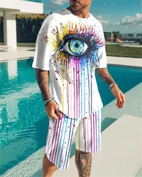 Ensemble 2 pièces décontracté pour hommes, mode Patchwork, T shirt manches courtes, Short, vêtements de sport, survêtement, été, 2022 