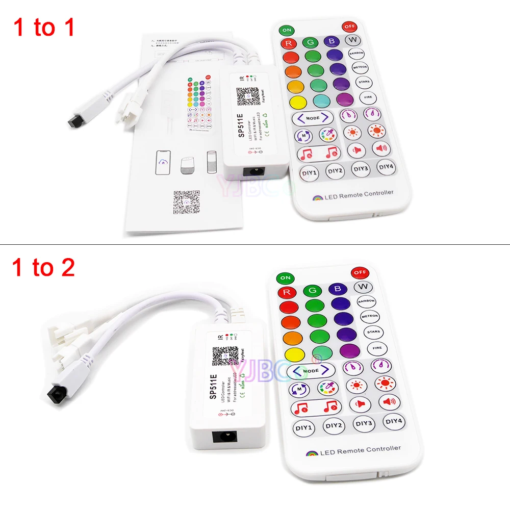 SP511E WiFi Addressable Pixel Lights LED Controller For WS2812b WS2811 RGB LED Strip Dual Output Alexa Smart Voice APP Control