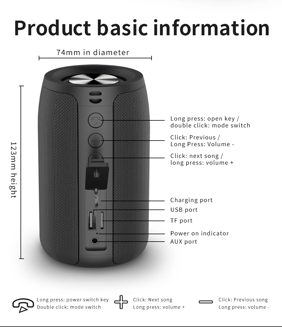 ZEALOT S32 Portable Bluetooth Speakers Heavy Bass Outdoor Wireless Mini Column 3D Stereo subwoofer Music Center HD Call FM radio