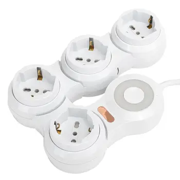

Power Strip Socket Deformation 4-Concave-Jack 10A Push-on-Type Circular ( EU Plug 220V-250V) Hot Sale