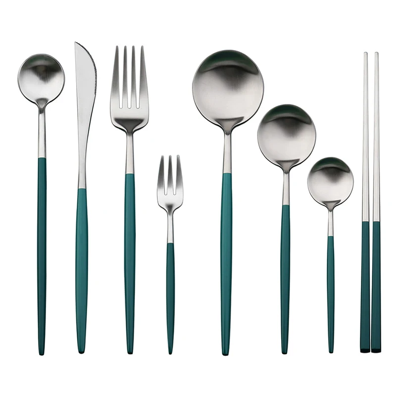 

Flatware Set 304 Stainless Steel Cutlery Set 1/6/8/12/20/24 Pcs Tableware Dinner/Dessert Knife Fork Spoon Chopsticks Silverware