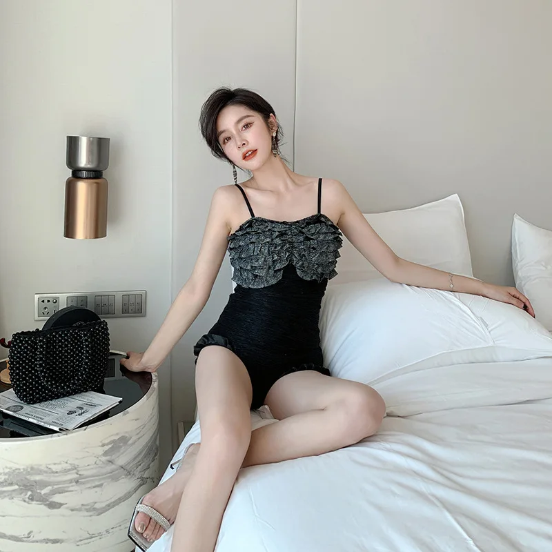 

Woman Swimsuit Swimwear Ladies Bathing Suits Women's One-Piece Bodysuit Women New Red Black Retro Fold Push Up Sexy Hot Cover