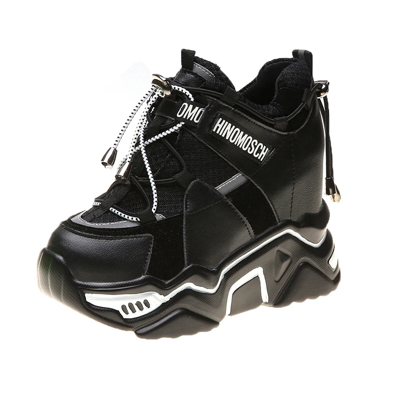 Skup Nowy 2019 kobiety buty na platformie jesień oddychające kliny buty casual 10CM wysokie obcasy gruba podeszwa trampki kobieta Deportivas Mujer