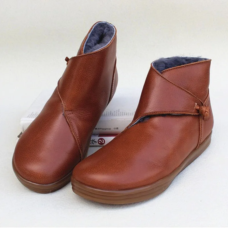 Women's Shoes Winter Boots non-slip Fleece Woman Ankle Boots Genuine Leather Platform Snowshoes Female Footwear