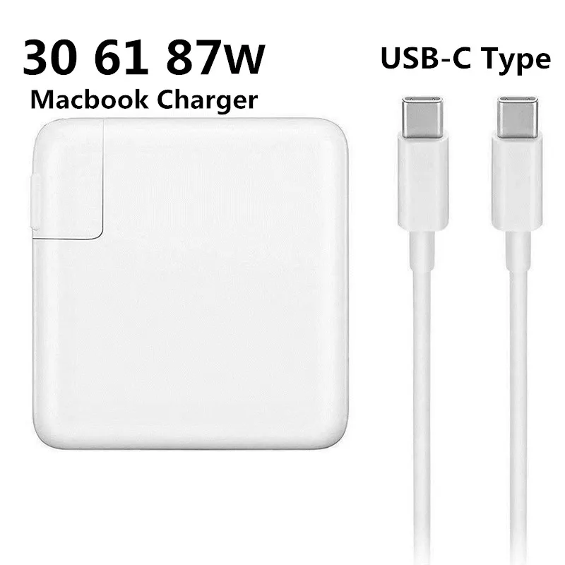 

High-Quality 1:1 OEM 30W 61W 87W USB-C Laptop Power Adapter Type-C PD Charger For Latest Macbook 12 13 15-inch iphone iPad ipod